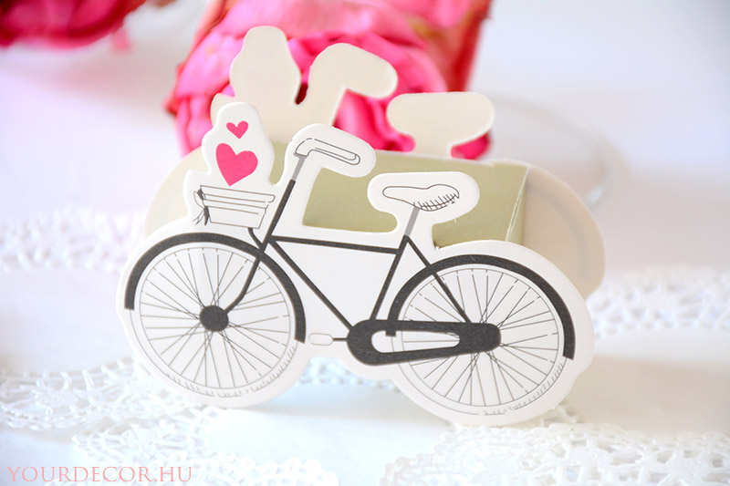 Vintage biciklis, esküvői köszönetajándék, köszönőajándék, vendégajándék, ajándékdoboz